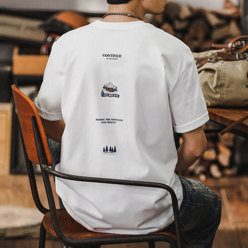 アウトドアミニマルバックプリントTシャツ P0952