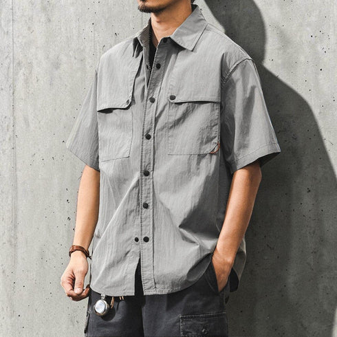 【OUTLET/即納】フラップデザインポケットワーク半袖シャツ P2078