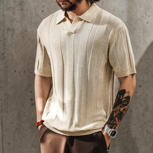 【OUTLET/即納】リブニットポロ半袖シャツ P2061