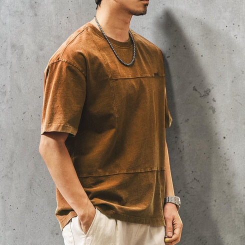 ウォッシュドパッチディテール半袖Tシャツ P2046