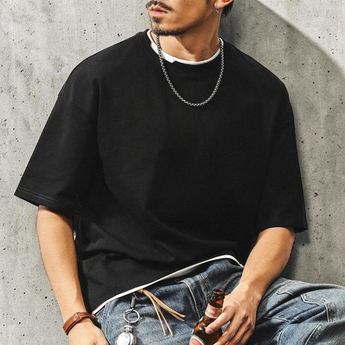レイヤードネックリラックス半袖Tシャツ P2033