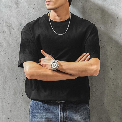 リラックスジャカードライン半袖Tシャツ P2019