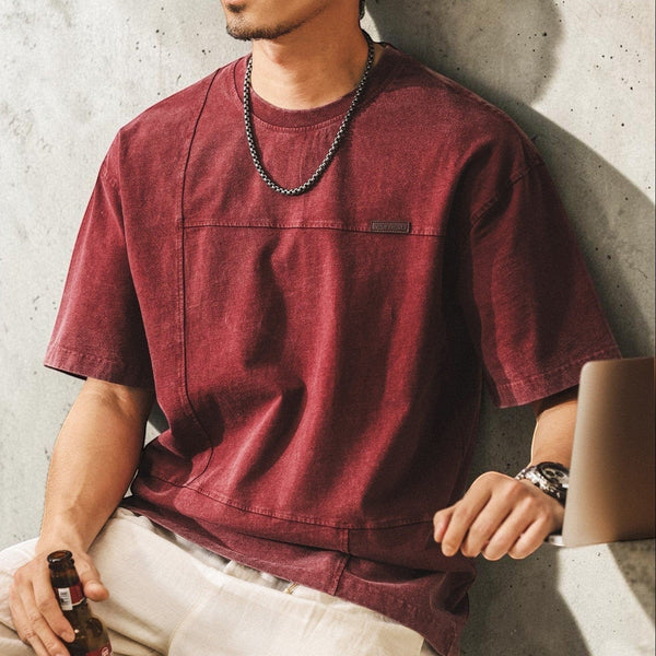 ウォッシュドパッチディテール半袖Tシャツ P2046