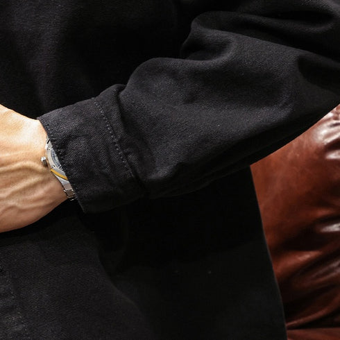 Contrast Lapel Long Sleeve Shirt P1052