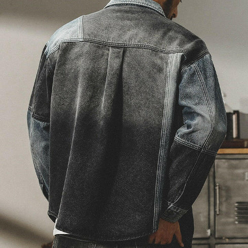 American Colorblocking Denim-shirt P0327