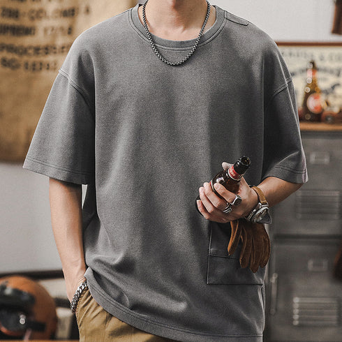 Front Pocket Retro T-shirt P0936