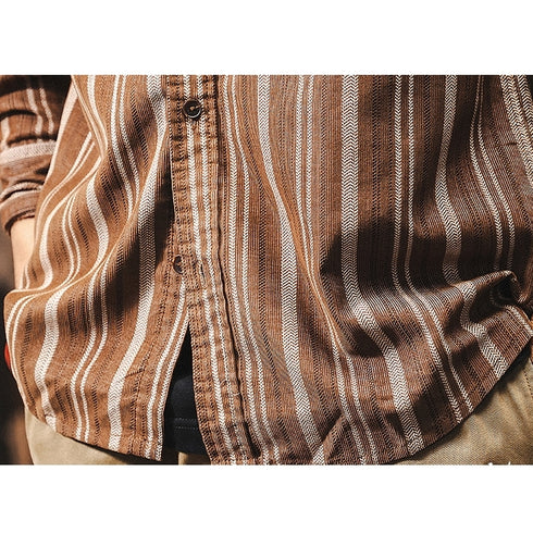 Long-sleeved Striped Casual Shirt P1272