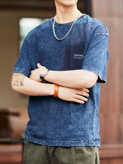 Rough Wash Casual Detail Short Sleeve T-Shirt P1360