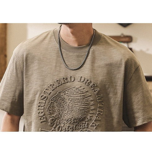 エンボスグラフィックネイティブモチーフTシャツ P2000