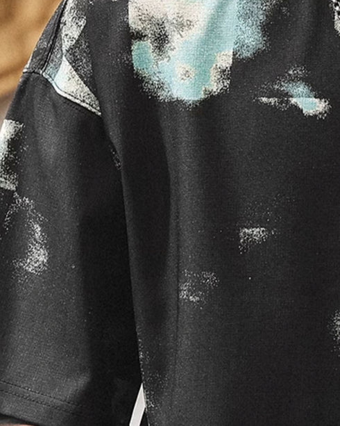 Smoky Block Print Short Sleeve T-Shirt P1489