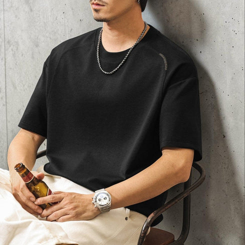 【OUTLET/即納】ラウンドネックドロップショルダーTシャツ P2083