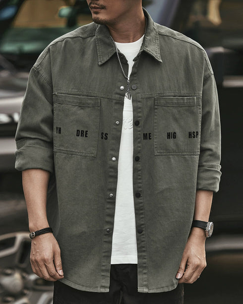 Retro Japanese Workwear Oversized Shirt P1333