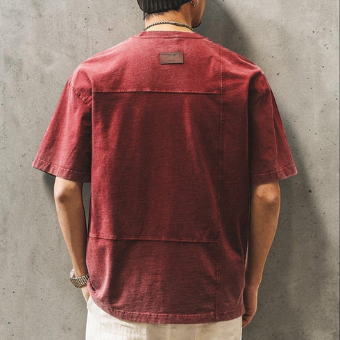 ウォッシュドパッチディテール半袖Tシャツ P2046