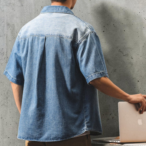 ウォッシュドワーク半袖デニムシャツ P2026