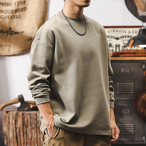 Loose Fitting Simple Long Sleeve T-shirt P1236