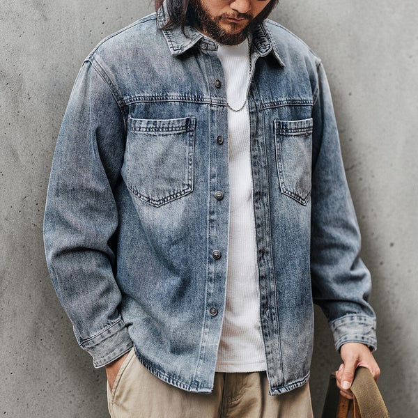 ヴィンテージウォッシュデニムシャツ P2011