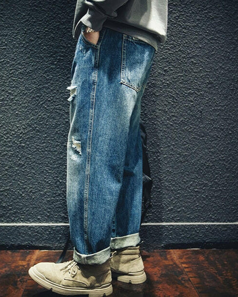 【BLUE LABEL】Ripped Straight Jeans P0019.