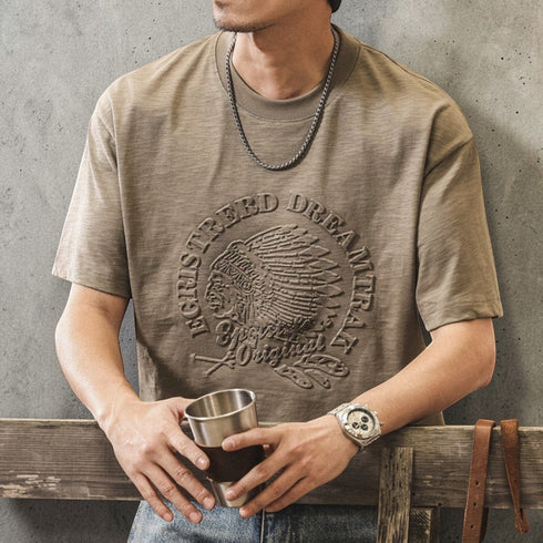 エンボスグラフィックネイティブモチーフTシャツ P2000
