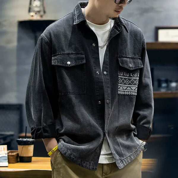 Embroidered Casual Denim Shirt P1134