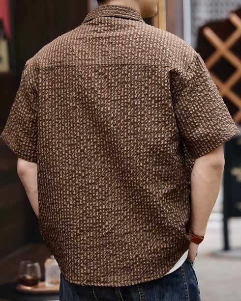 Waffle Texture Short Sleeve Shirt P1337