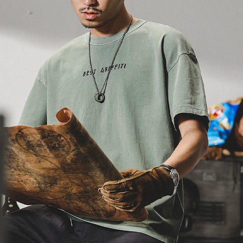 Washed T-shirt Loose Large Size P0957