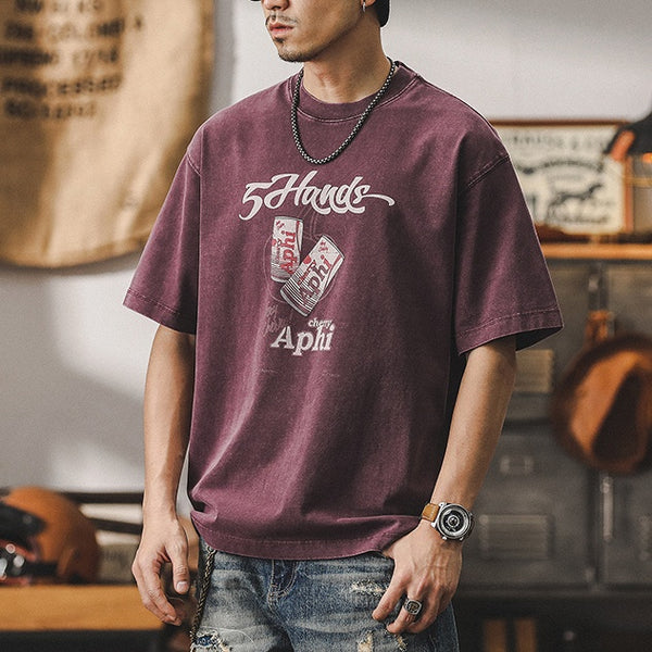 Loose Tops Retro Washed T-shirt P1002