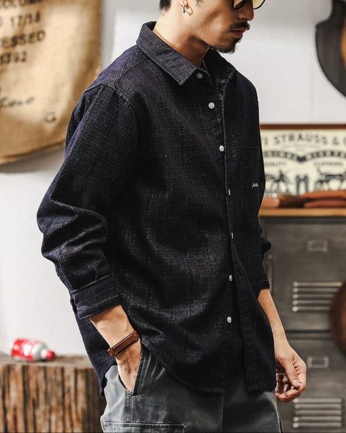 【OUTLET/即納】Stylish Textured Pattern Long Sleeve Shirt P1321