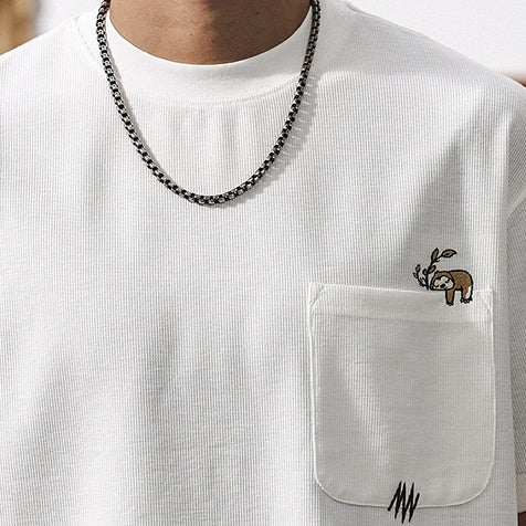 Waffle Texture Animal One Point T-Shirt P1278