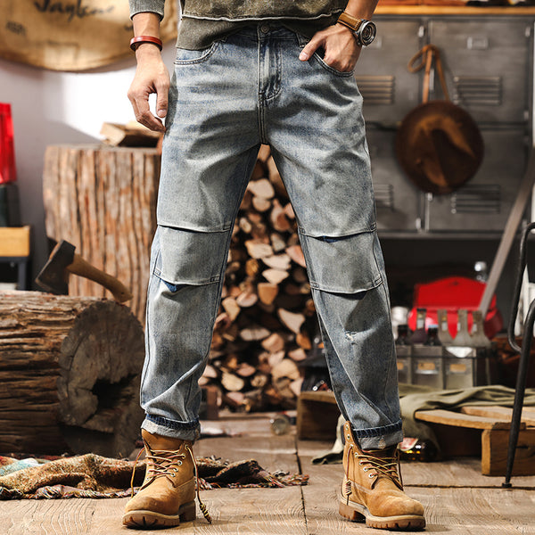 Washed Straight Jeans P1256