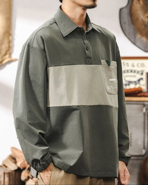 Utility Pocket Design Colorblock Polo Shirt P1314