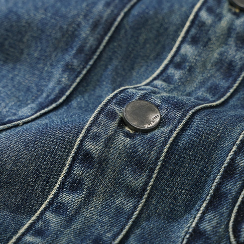 Line Panel Accent Denim Long Shirt P1671
