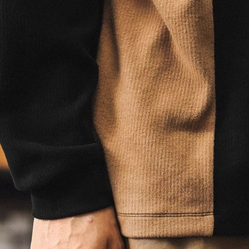 Line Contrast Minimal Waffle Long Tee P1666