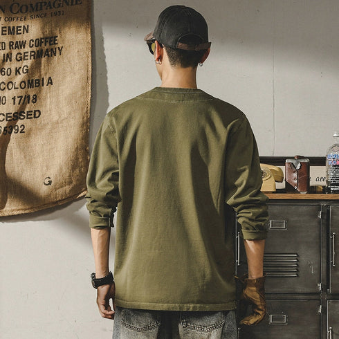 【OUTLET/即納】クラシックヘンリーネック長袖Tシャツ P0357