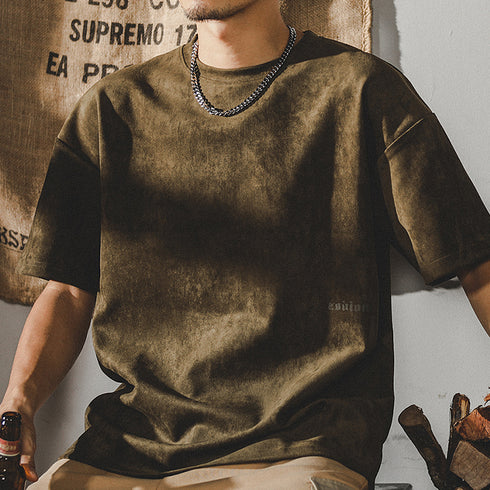 American Retro Washed T-shirt Short-sleeved P0913