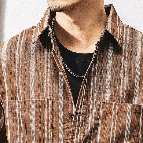 Long-sleeved Striped Casual Shirt P1272