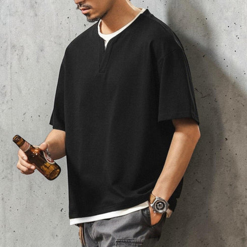 【OUTLET/即納】キーネックレイヤード半袖Tシャツ P2024