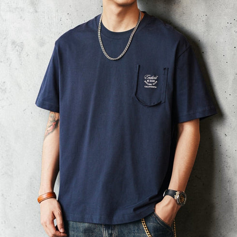 ポケットプリントクルーネック半袖Tシャツ P2119