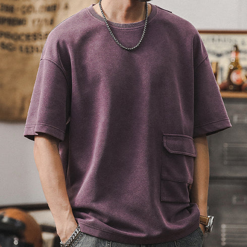 Front Pocket Retro T-shirt P0936