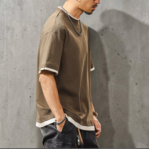 クルーネックレイヤードTシャツ P2022