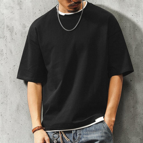 レイヤードネックリラックス半袖Tシャツ P2033