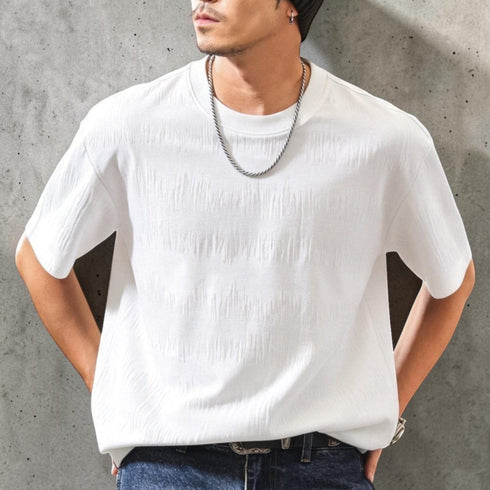 リラックスジャカードライン半袖Tシャツ P2019