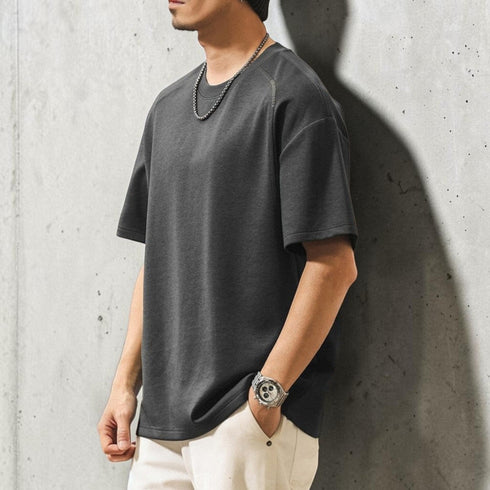 【OUTLET/即納】ラウンドネックドロップショルダーTシャツ P2083