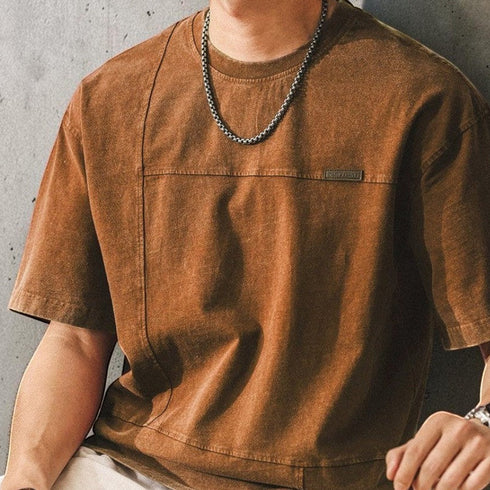 ウォッシュドパッチディテール半袖Tシャツ P2046