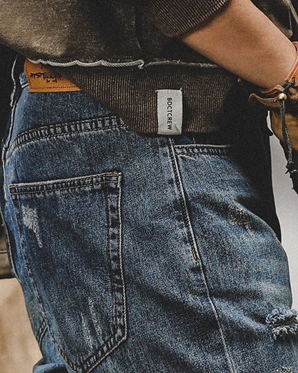 Distressed Fade Denim Jeans P1544