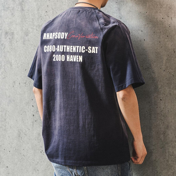 ピグメントウォッシュバックプリント半袖Tシャツ P2044