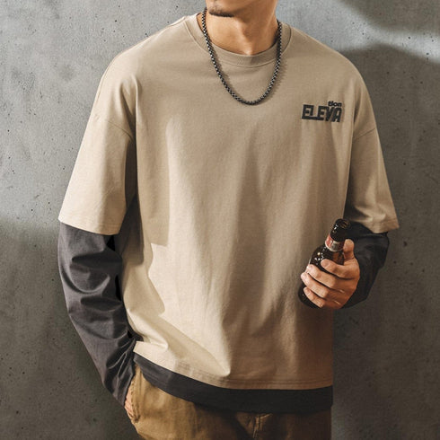 オーバーサイズレイヤードクルーネック長袖Tシャツ P2070