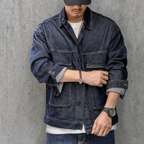 デザインポケットデニムジャケット P2050