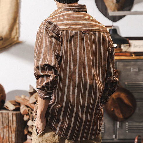 Long-sleeved Striped Casual Shirt P1272