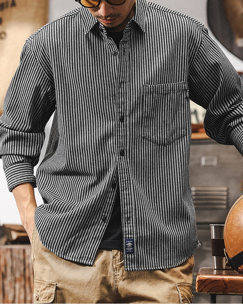 Retro Striped Casual Shirt P1276