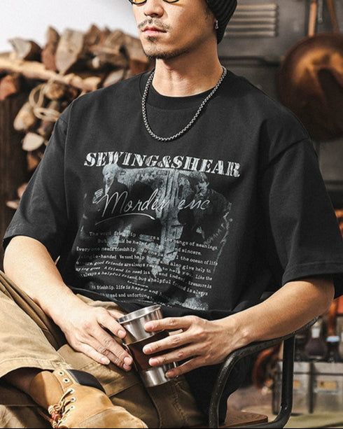 Grunge Taste Photo Graphic Short Sleeve T-Shirt P1322